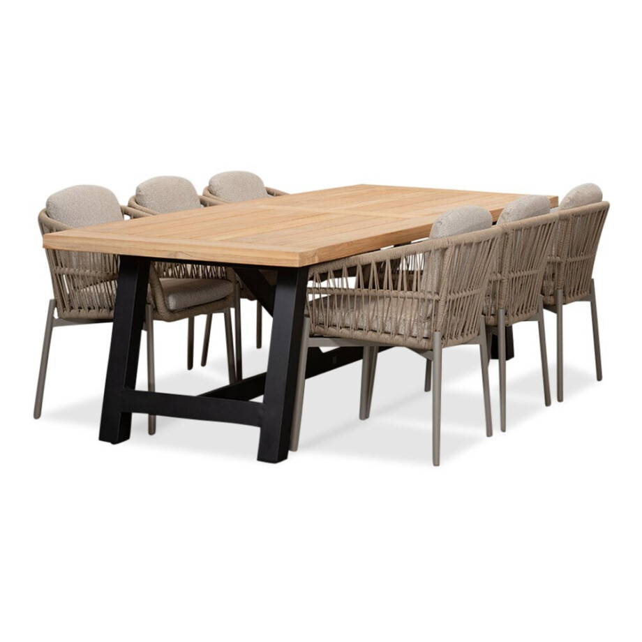 James/Rico zand dining tuinset | 6 personen | teakhout + aluminium | 260cm afbeelding 1