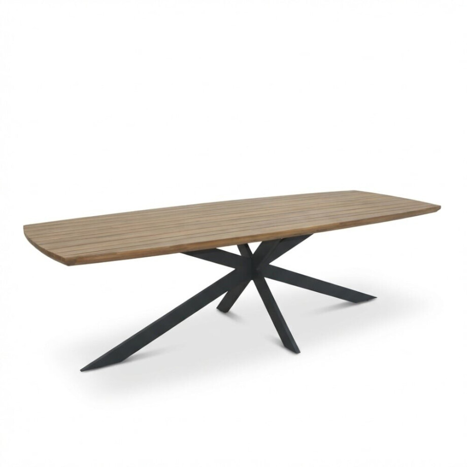 Salo dining tuintafel 8 personen | hardhout + staal | teaklook | 280cm Deens ovaal afbeelding 1