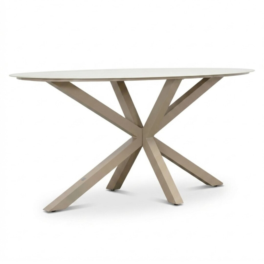 Calma dining bartafel 6 personen | sintered stone + aluminium | Marble Latte | 240cm ovaal Calma dining bartafel 6 personen | sintered stone + aluminium | Marble Latte | 240cm ovaal afbeelding 1