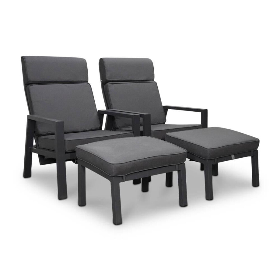 Palazzo lounge balkonset - verstelbaar 2 personen | aluminium | antraciet | 4-delig Palazzo lounge balkonset - verstelbaar 2 personen | aluminium | antraciet | 4-delig afbeelding 1