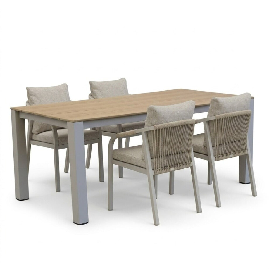 Manhattan/Calgary beige dining tuinset | 4 personen | polywood + touw | 180cm afbeelding 1