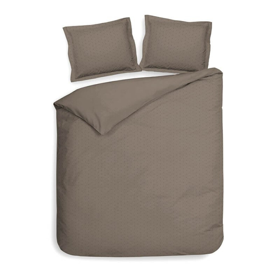 Dekbedovertrek Punto Katoen - Lits-Jumeaux (240x220 cm) - Taupe Katoen-satijn - Dessin: Stippen - Heckett Lane - Dekbed-Discounter.nl afbeelding 