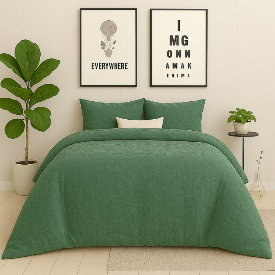 Dekbedovertrek Stonewashed - Tweepersoons (200x200 cm) - Groen Microvezel - Dessin: - Zydante - Dekbed-Discounter.nl afbeelding 