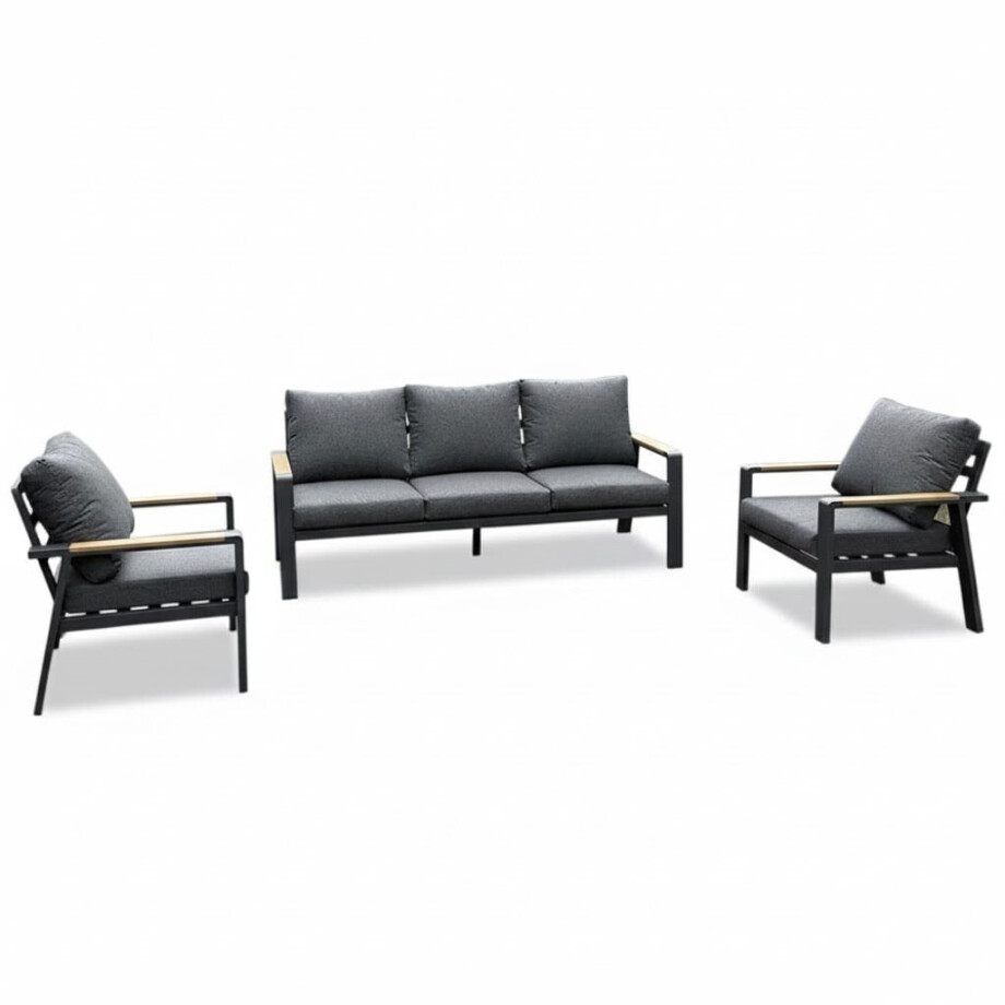 Lola stoel-bank loungeset 5 personen | aluminium + polywood | antraciet | 3-delig afbeelding 1
