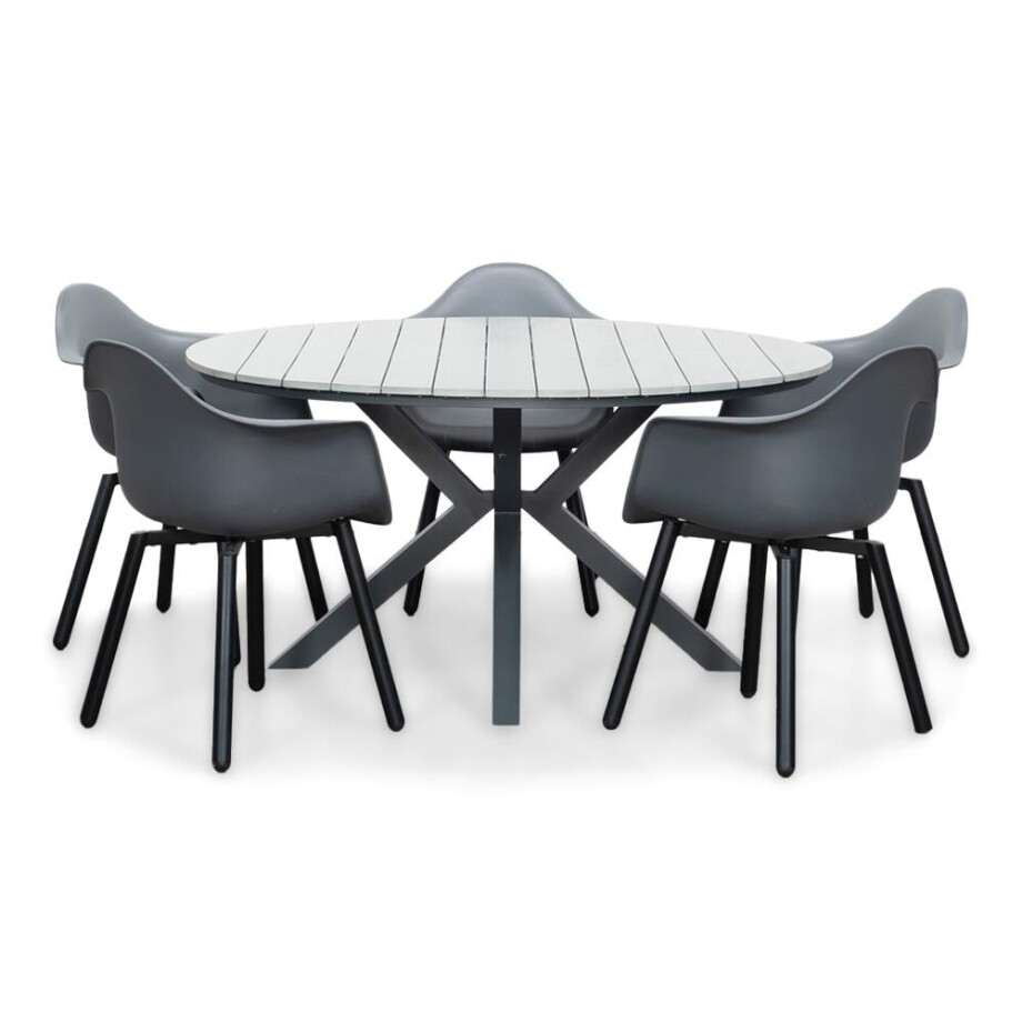 Cervo Grey/Montreux dining tuinset | 5 personen | polywood + kunststof | 144cm rond afbeelding 1