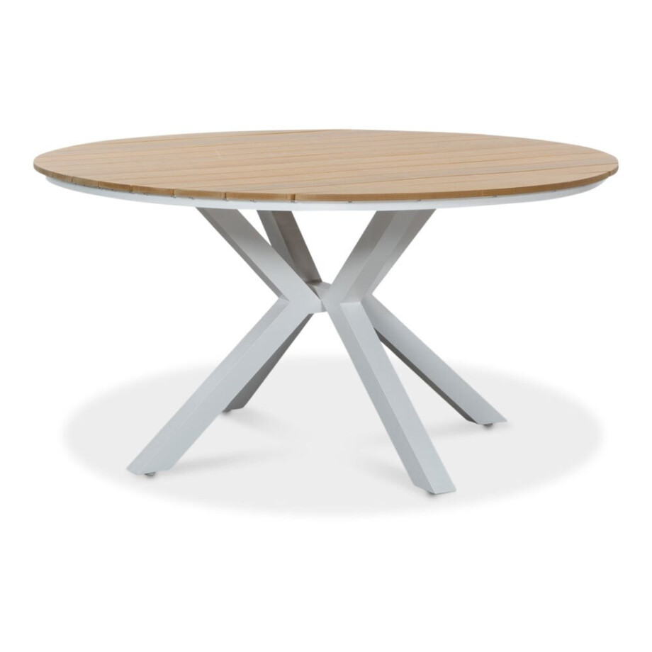 Calgary dining tuintafel 6 personen | polywood + aluminium | Natural Wood | Ø144cm rond afbeelding 1