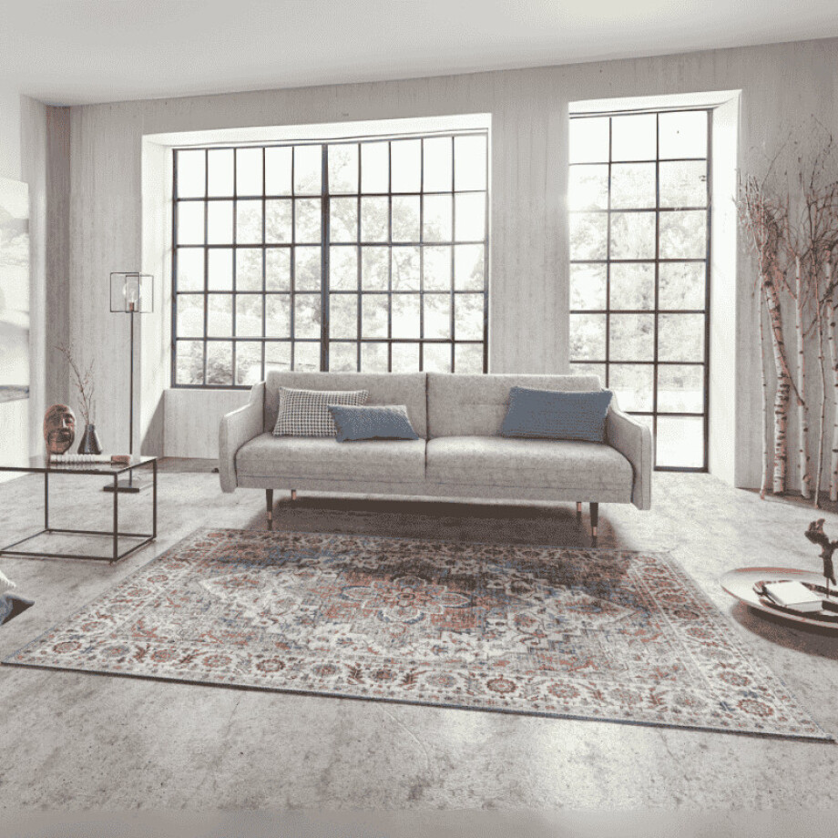 Vintage Vloerkleed Anthea - Creme/Blauw maat: 150x80cm - materiaal: Polypropyleen - Dekbed-Discounter.nl afbeelding 