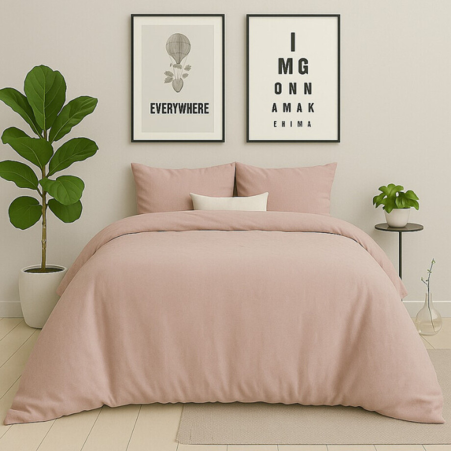 Dekbedovertrek Stonewashed - Lits-Jumeaux (240x220 cm) - Roze Microvezel - Dessin: - Zydante - Dekbed-Discounter.nl afbeelding 