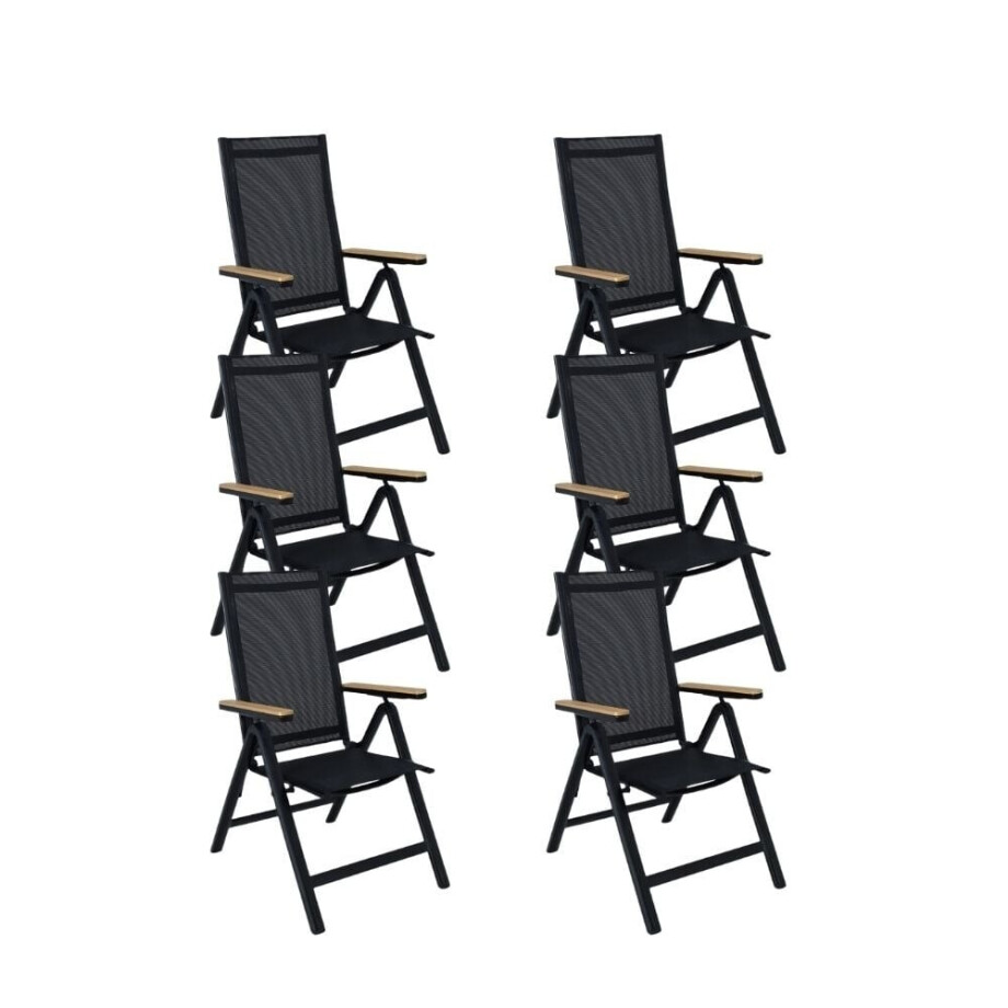 Norali dining tuinstoel verstelbaar set van 6 | textileen + aluminium | antraciet afbeelding 1