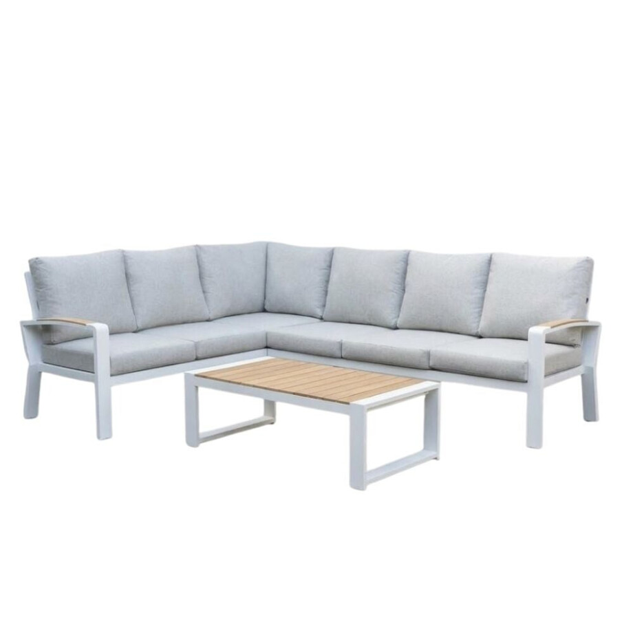 Seattle hoek loungeset 5 personen | aluminium + polywood | wit | 5-delig - 270x210cm afbeelding 1