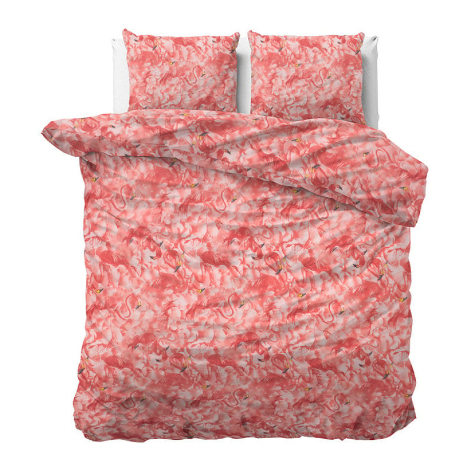 Dekbedovertrek Flamingo Power Dekbedovertrek - Lits-Jumeaux (240x220 cm) - Roze Polyester-katoen - Dessin: Dieren - Sleeptime Elegance - afbeelding 1