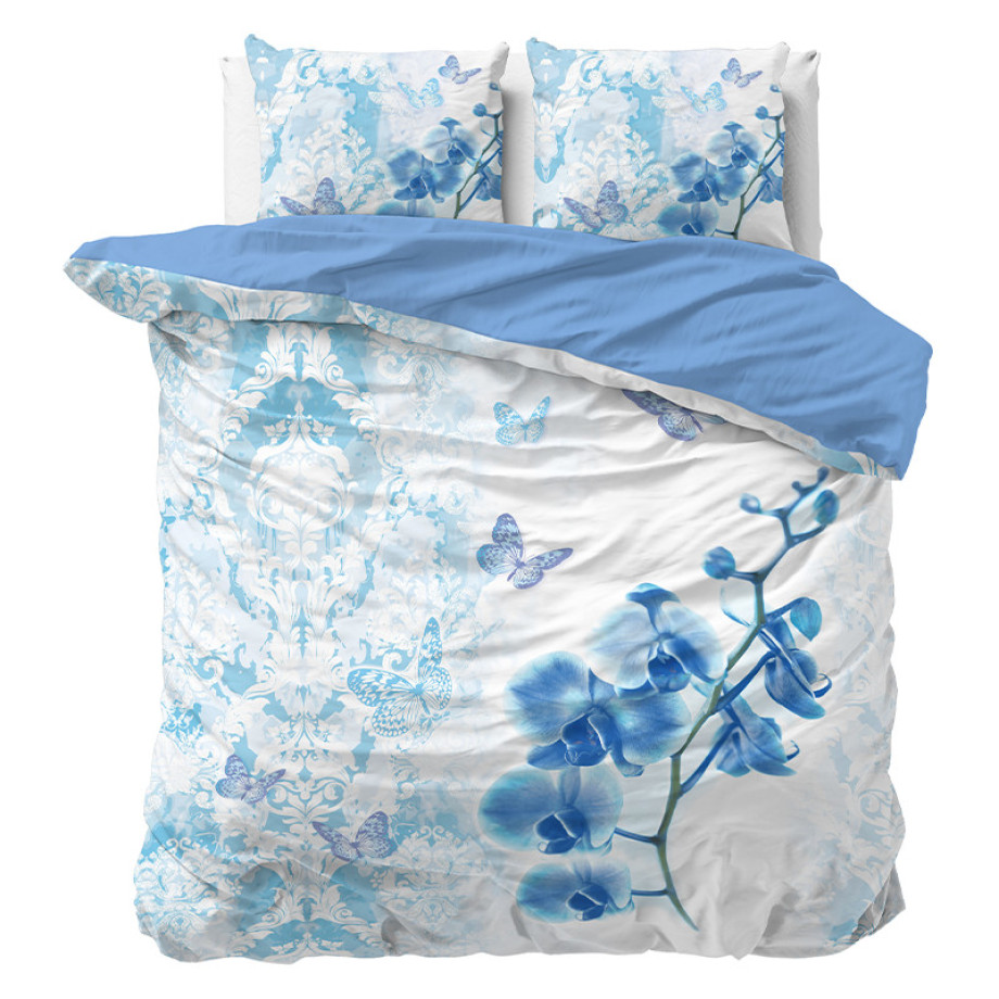 Dekbedovertrek Dream Orchid - Lits-Jumeaux (240x220 cm) - Turquoise Polyester-katoen - Dessin: Bloemen, Romantisch - Sleeptime Essentials - afbeelding 1