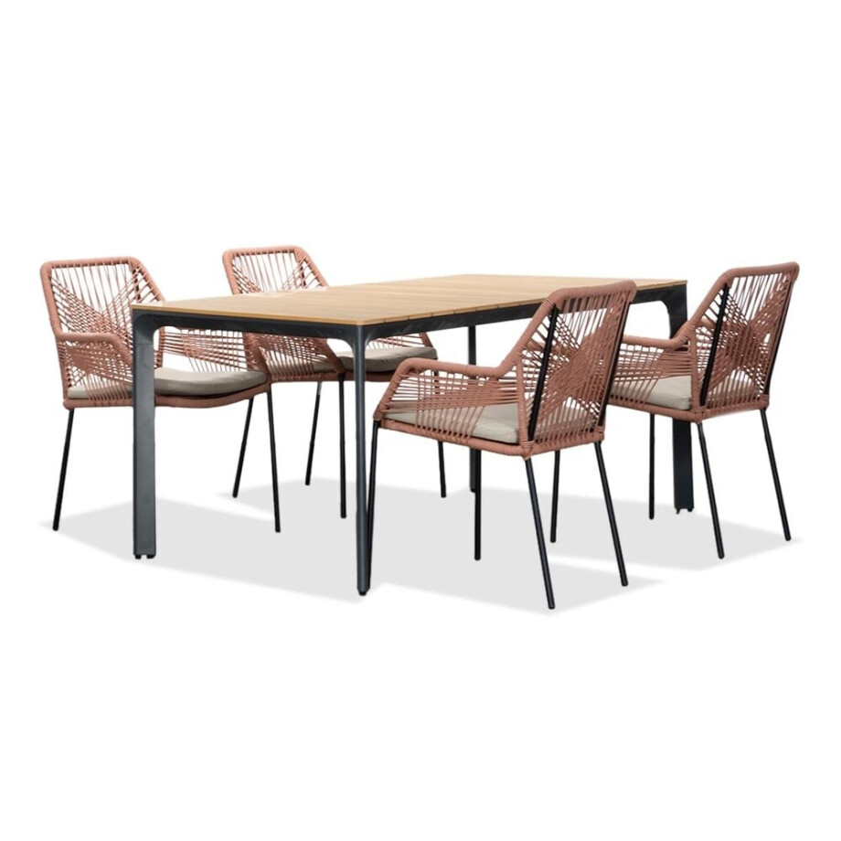 Arezzo/Seville terra dining tuinset | 4 personen | polywood + touw | 160cm Arezzo/Seville terra dining tuinset | 4 personen | polywood + touw | 160cm afbeelding 1