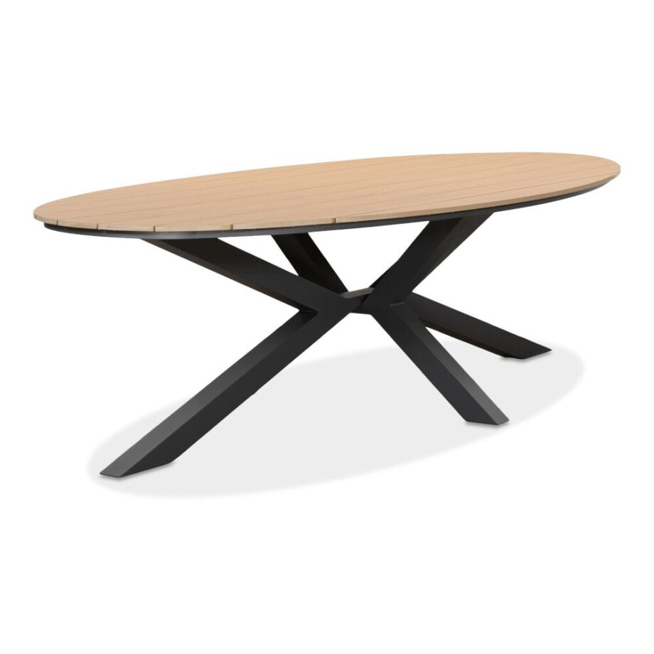 Dallas dining tuintafel 6 personen | polywood + aluminium | Natural Wood/antraciet | 220cm Dallas dining tuintafel 6 personen | polywood + aluminium | Natural Wood/antraciet | 220cm afbeelding 1