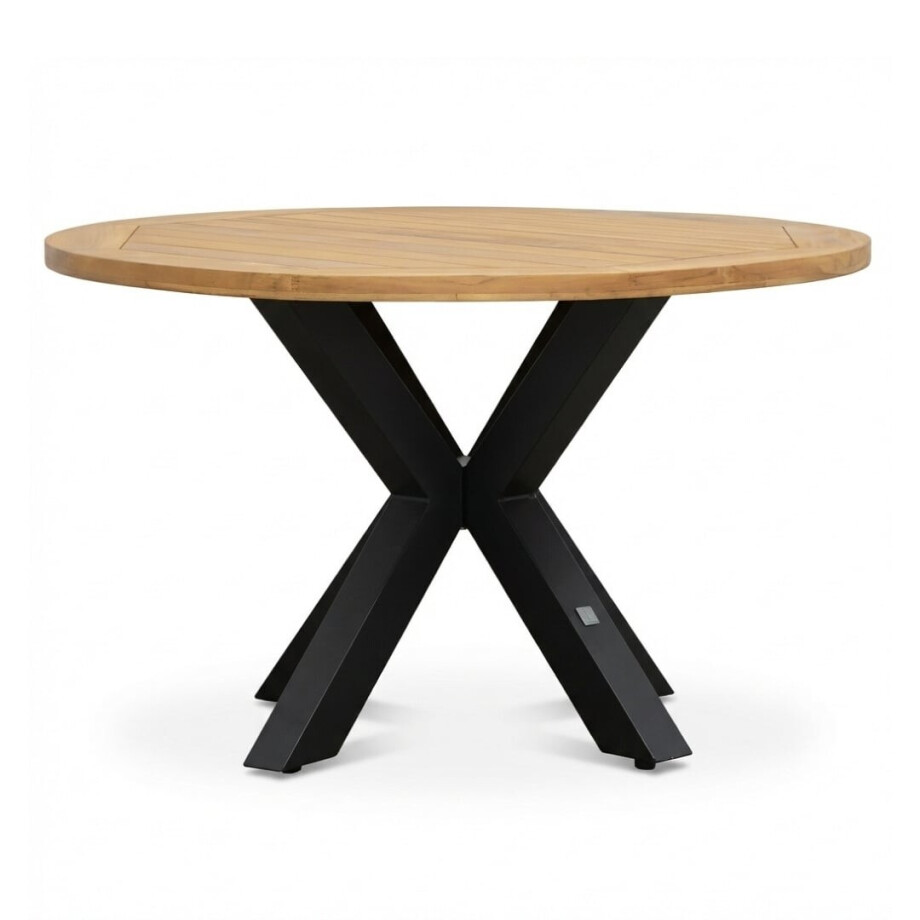 Cleve dining tuintafel 4 personen | teakhout + aluminium | Natural Teak/antraciet | 120cm rond afbeelding 1