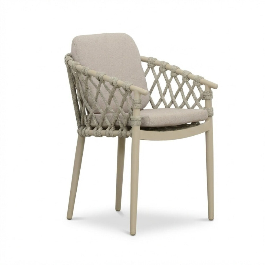 Cleveland dining tuinstoel | aluminium + touw | beige afbeelding 1