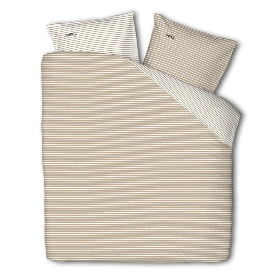 Flanellen Dekbedovertrek McGregor Enchanting Beige - Lits-Jumeaux (240x240 cm) - Beige - Dessin: Strepen - McGregor - Dekbed-Discounter.nl afbeelding 1