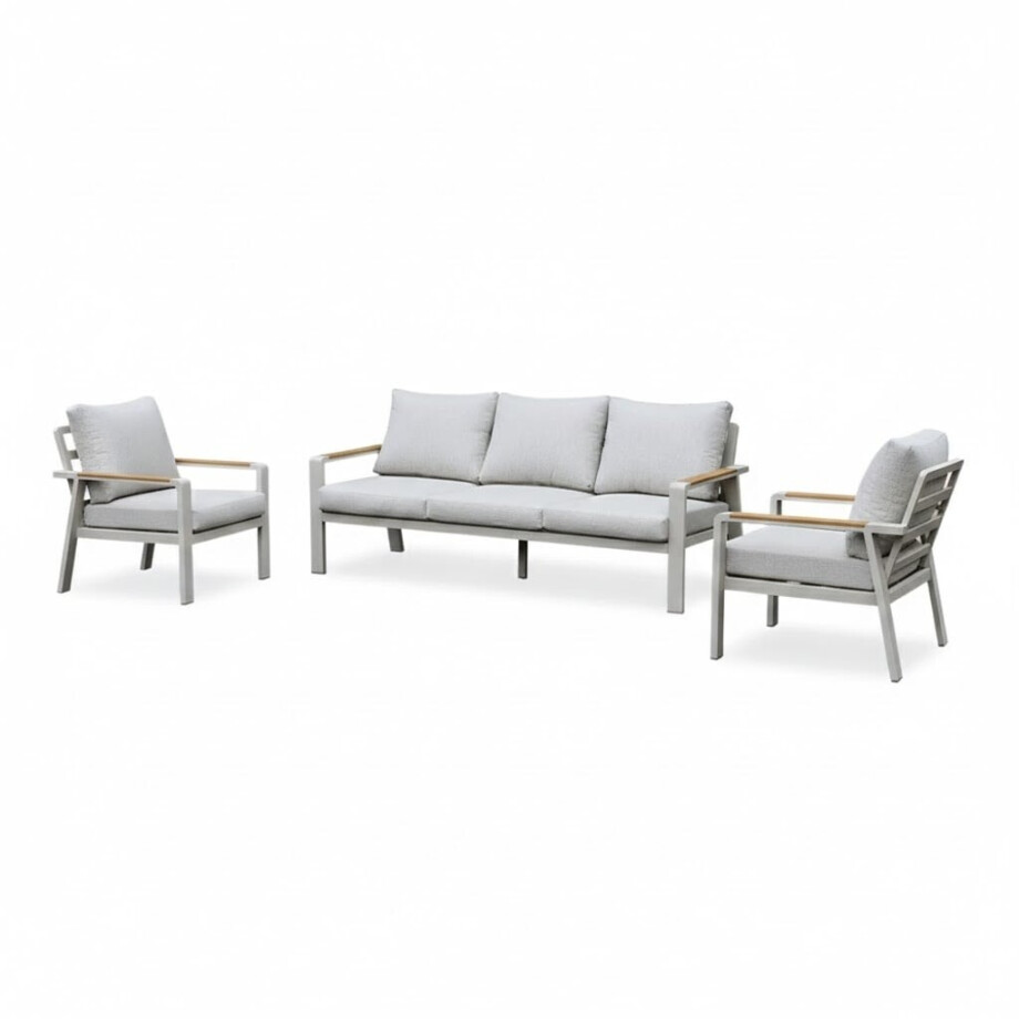 Lola stoel-bank loungeset 5 personen | aluminium + polywood | beige | 3-delig afbeelding 1