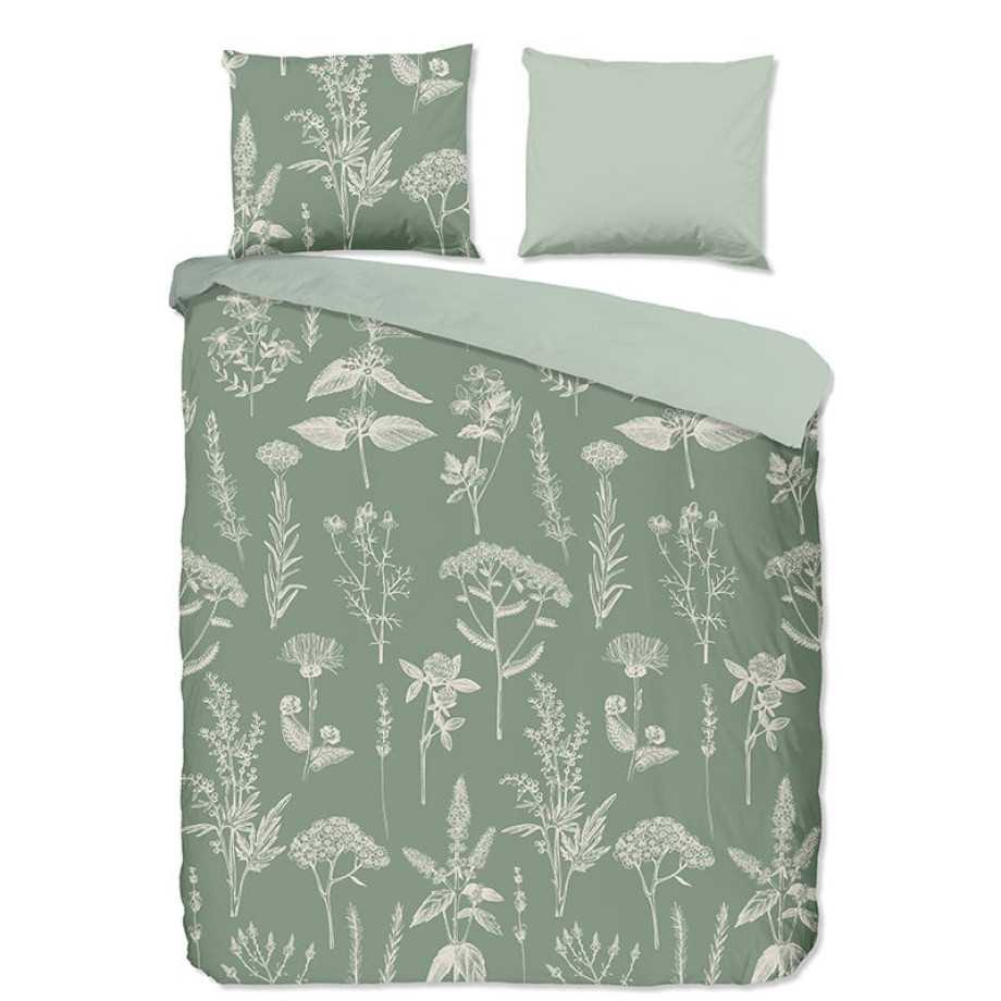 Flanellen Dekbedovertrek Herbs - Lits-Jumeaux (240x220 cm) - Meerkleurig Katoen - Dessin: Bloemen, Natuur - Good Morning - Dekbed-Discounter.nl afbeelding 1