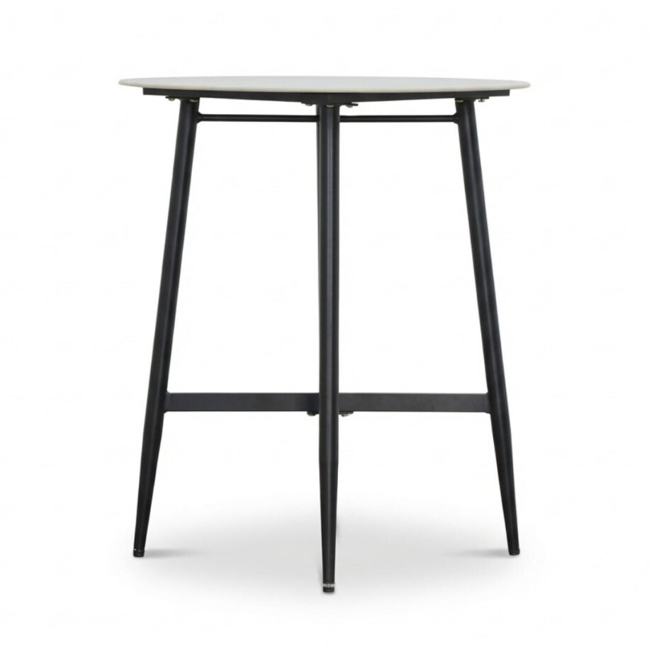 Santos dining bartafel 4 personen | sintered stone + aluminium | Marble Grey | 90cm rond afbeelding 1