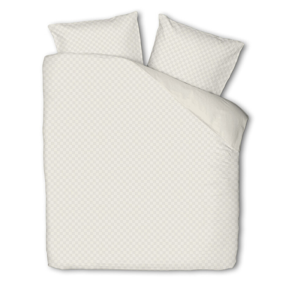 Dekbedovertrek Luna Embossed Chess - Tweepersoons (200x220 cm) - Off-white Microvezel - Dessin: Effen - Luna Bedding - Dekbed-Discounter.nl afbeelding 