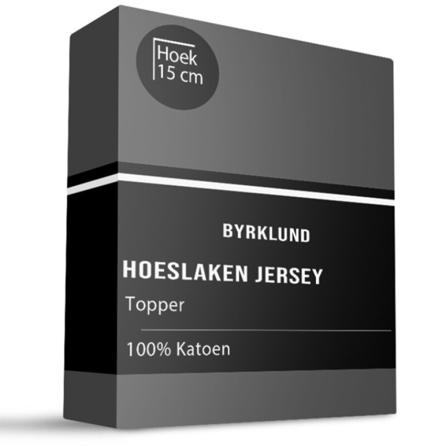 Topper Hoeslaken - Jersey Katoen Stretch - Antraciet - 90x200 cm - Antraciet - Byrklund - Dekbed-Discounter.nl afbeelding 