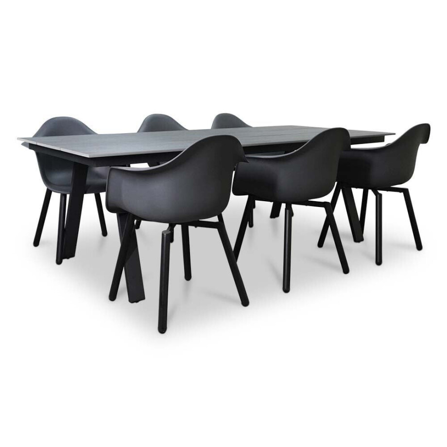 Oslo Grey/Montreux dining tuinset | 6 personen | polywood + kunststof | 220cm afbeelding 1