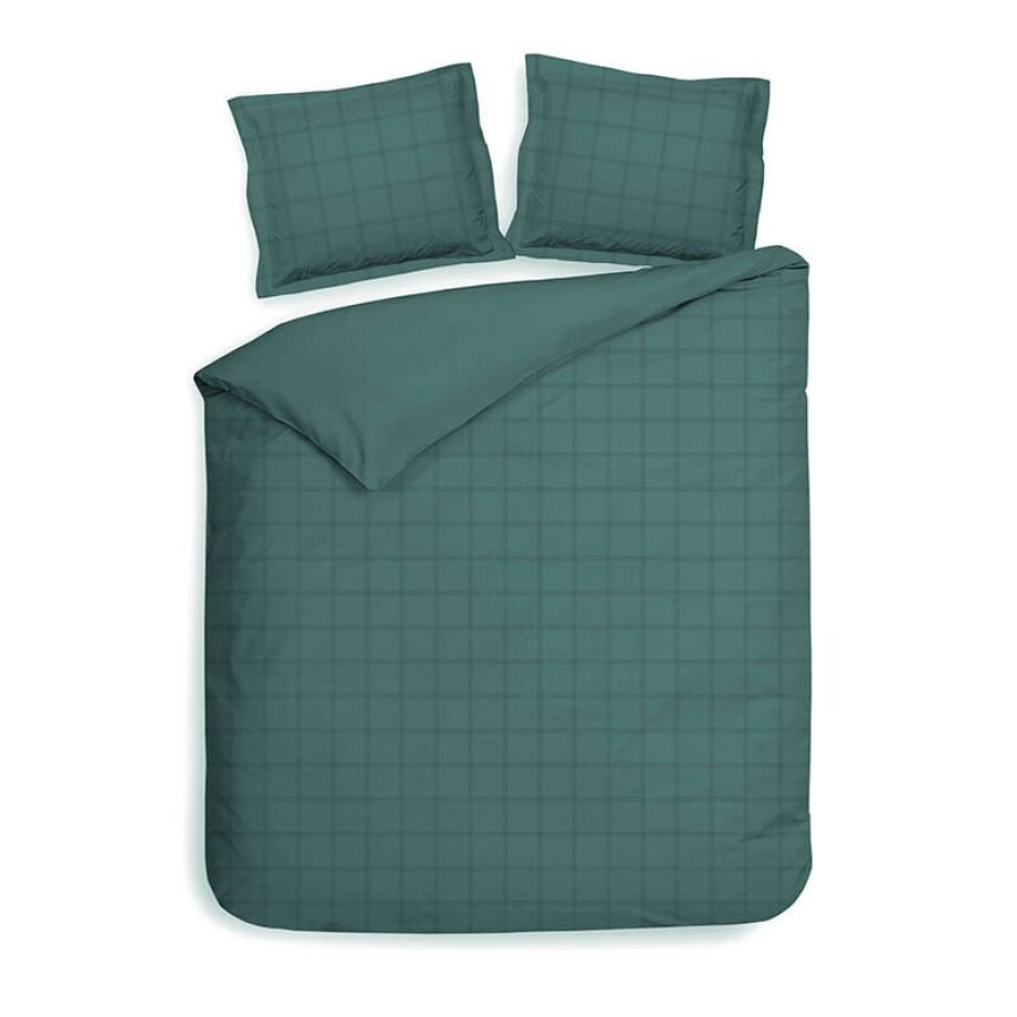 Dekbedovertrek Diamante Katoen - Tweepersoons (200x200 cm) - Groen Katoen-satijn - Dessin: Stippen - Heckett Lane - Dekbed-Discounter.nl afbeelding 