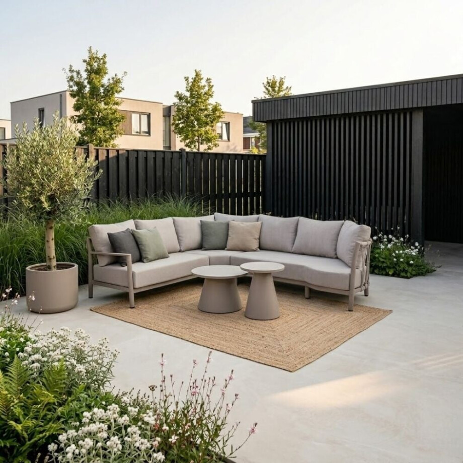 Merida hoek loungeset | aluminium + touw | beige | 5-delig afbeelding 1