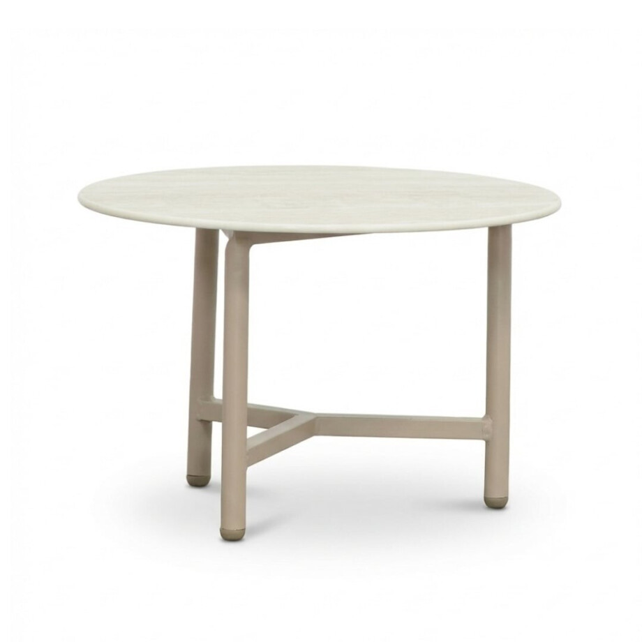 Logan koffietafel | sintered stone + aluminium | Marble Latte | 50cm rond afbeelding 1
