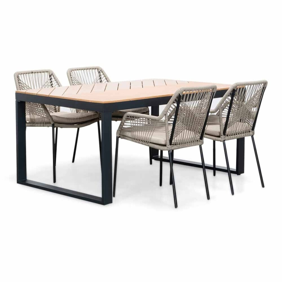 Kampa Natural/Seville zand dining tuinset | 4 personen | polywood + touw | 160cm afbeelding 1