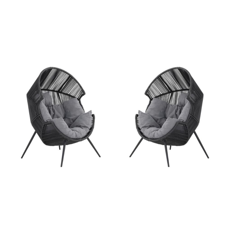 Cozy loungestoel tuin set van 2 | staal | antraciet afbeelding 1