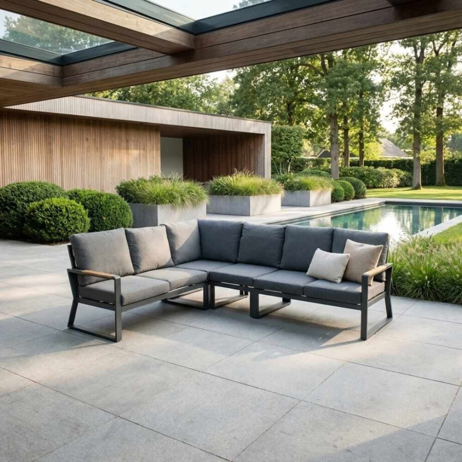 Vancouver hoek loungeset 5 personen | aluminium + polywood | antraciet | 5-delig - 270x210cm afbeelding 1