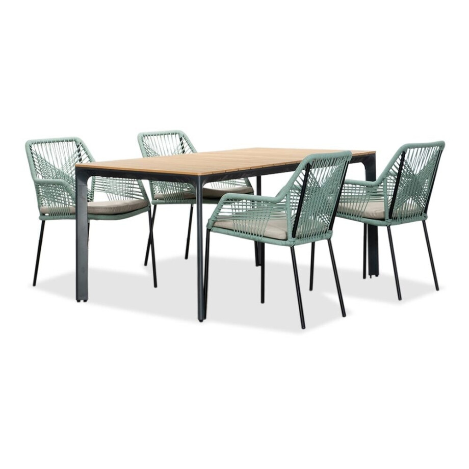 Arezzo/Seville mint dining tuinset | 4 personen | polywood + touw | 160cm afbeelding 1