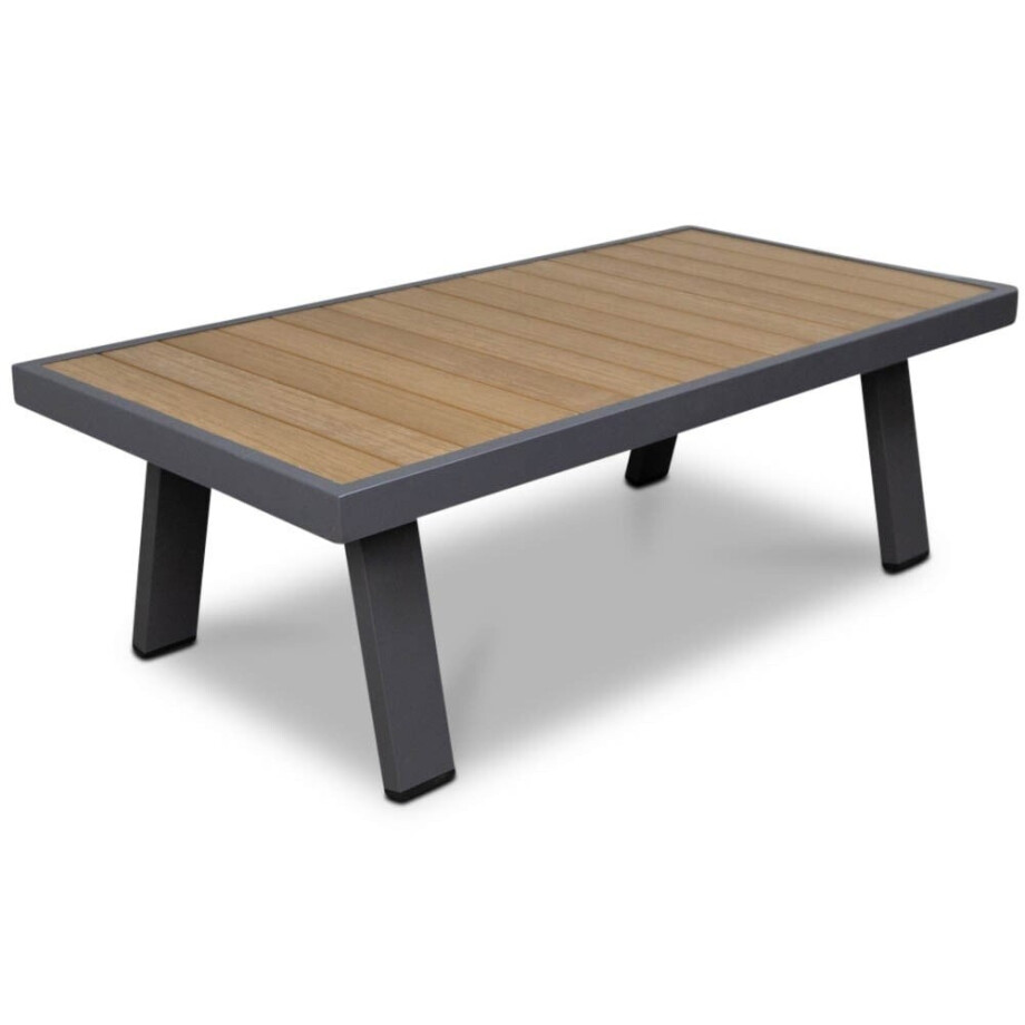 Lola loungetafel rechthoekig | aluminium + polywood | Natural Wood/antraciet | 121x60cm afbeelding 1