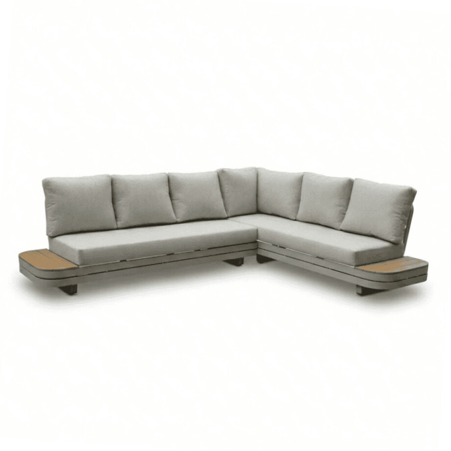 Serrento hoek loungeset rechts 6 personen | aluminium + polywood | beige | 2-delig - 241x226cm afbeelding 1