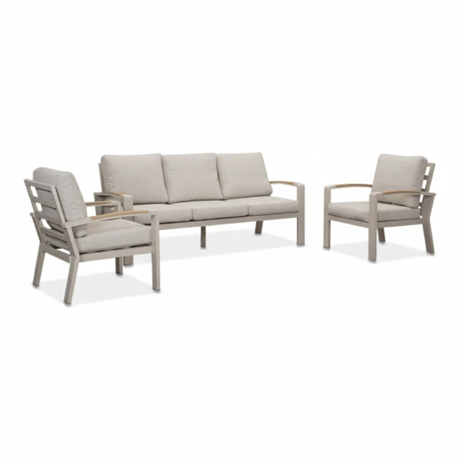 Seattle stoel-bank loungeset 5 personen | aluminium + polywood | beige | 4-delig afbeelding 1