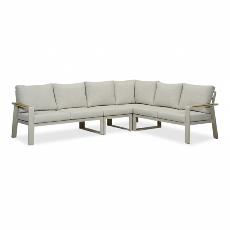 Lola hoek loungeset L-vorm 6 personen | aluminium + polywood | beige | 4-delig - 288x220cm afbeelding 1
