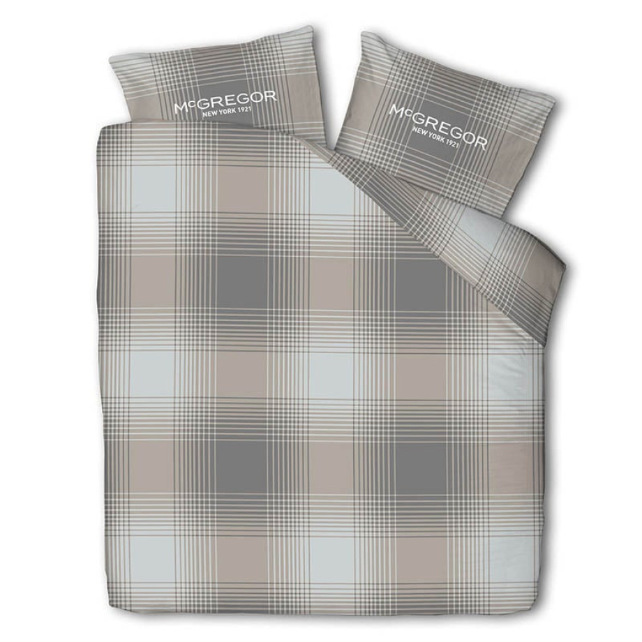 Flanellen Dekbedovertrek McGregor Taupe Tartan - Lits-Jumeaux (240x240 cm) - Taupe - Dessin: Ruiten - McGregor - Dekbed-Discounter.nl afbeelding 1