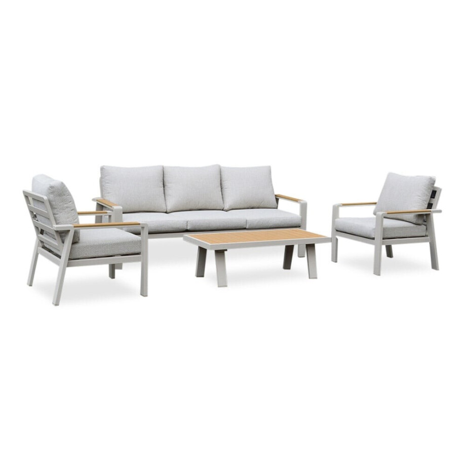 Lola stoel-bank loungeset 5 personen | aluminium + polywood | beige | 4-delig afbeelding 1