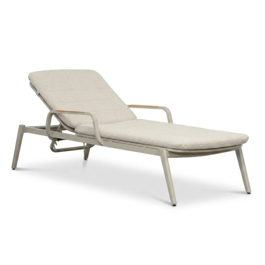 Malta ligbed beige | aluminium + teak | beige | 186cm afbeelding 1
