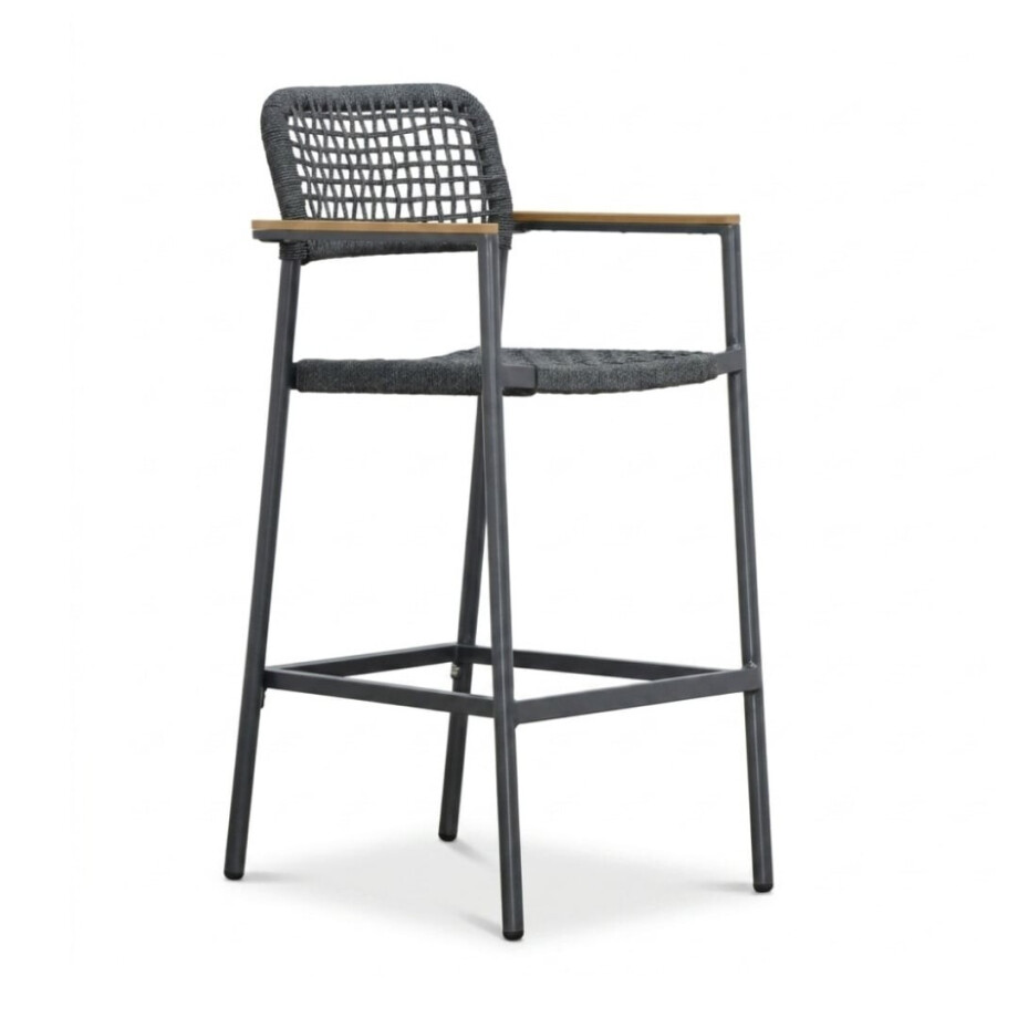 Denver dining barstoel | touw + aluminium | antraciet afbeelding 1
