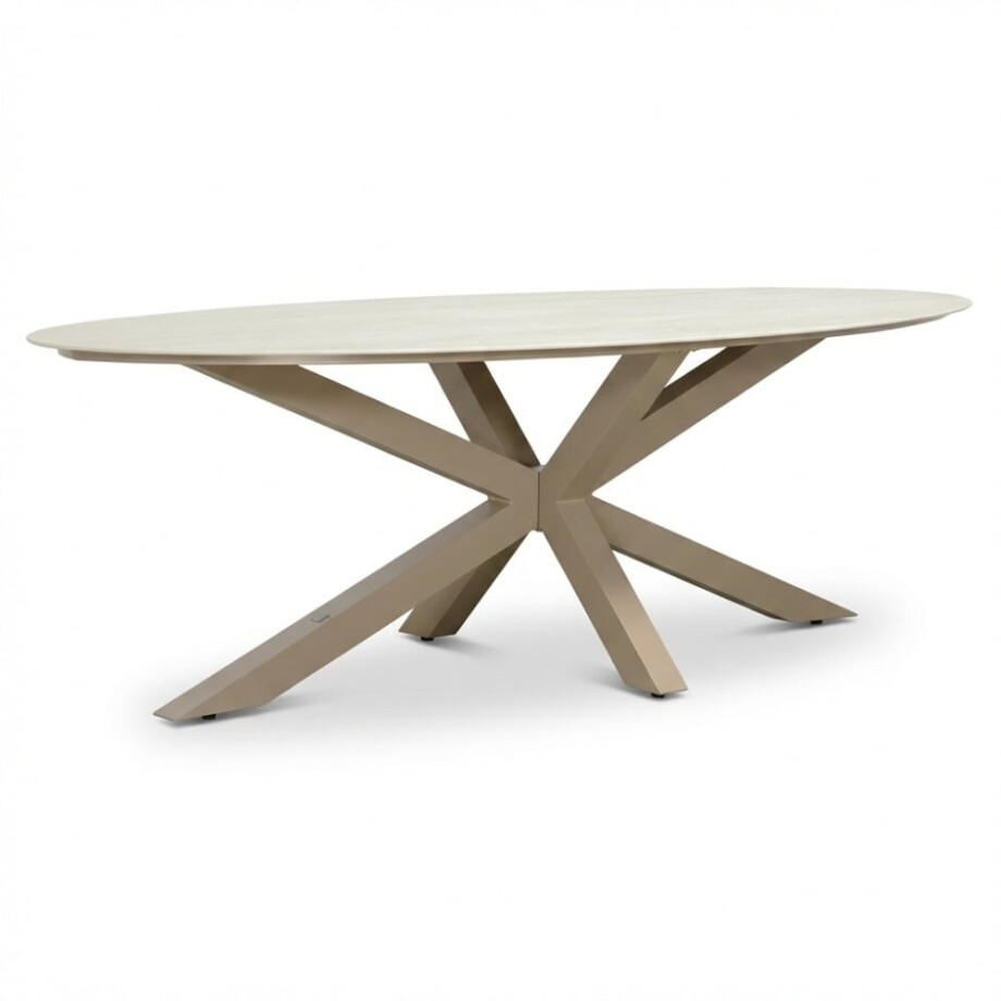 Calma dining tuintafel 6 personen | sintered stone + aluminium | Marble Latte | 240cm ovaal afbeelding 1