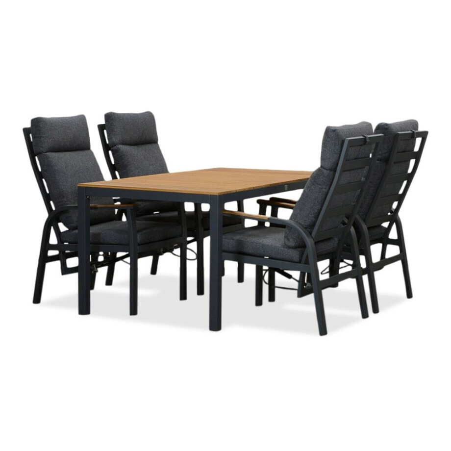 Delta/Annecy antraciet dining tuinset | 4 personen | teakhout + aluminium | 160cm Delta/Annecy antraciet dining tuinset | 4 personen | teakhout + aluminium | 160cm afbeelding 1