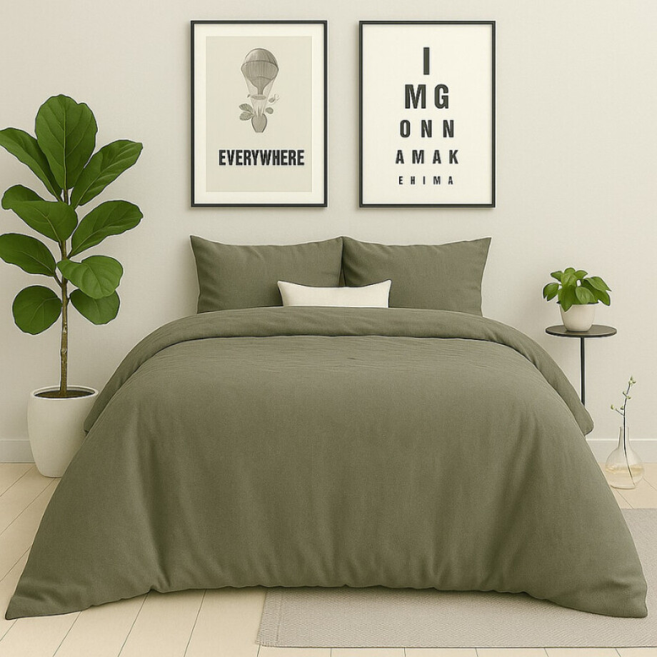 Dekbedovertrek Stonewashed - Lits-Jumeaux (240x220 cm) - Zand Microvezel - Dessin: - Zydante - Dekbed-Discounter.nl afbeelding 