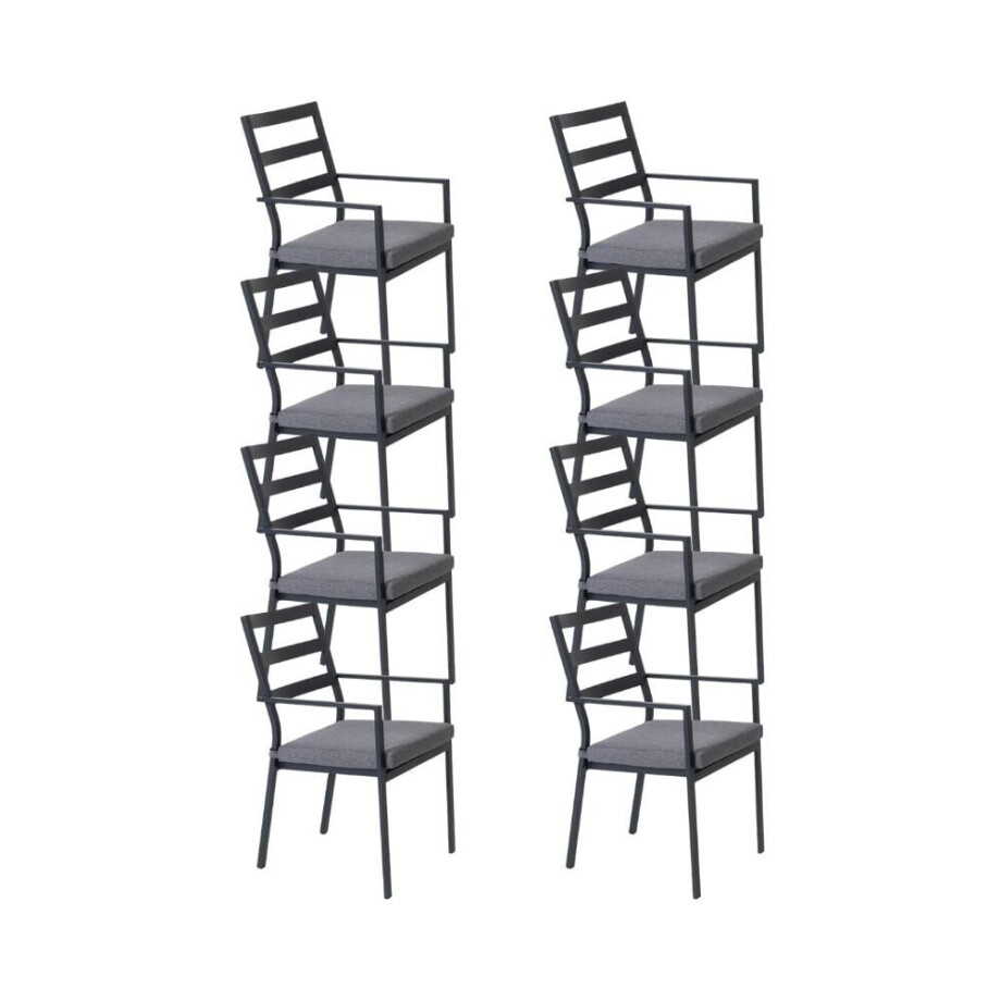 Cadiz dining tuinstoel set van 8 stapelbaar | aluminium | antraciet Cadiz dining tuinstoel set van 8 stapelbaar | aluminium | antraciet afbeelding 1