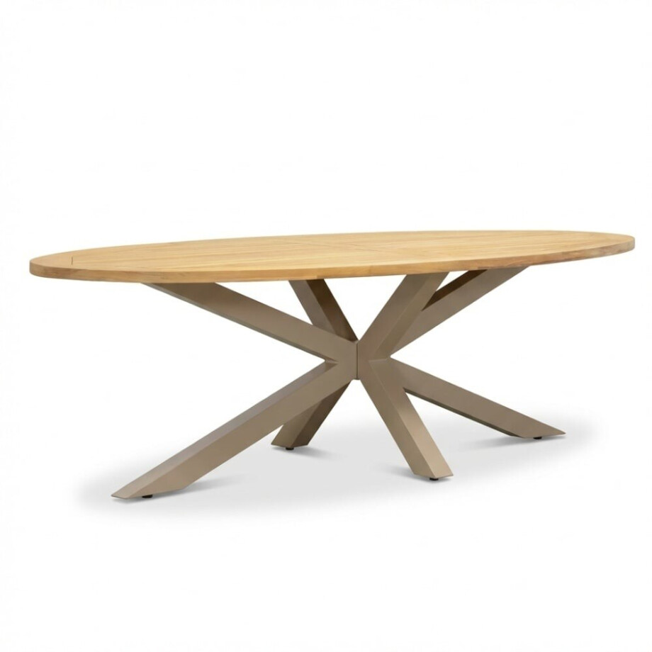 Cleve dining tuintafel 6 personen | teakhout + aluminium | Natural Teak/beige | 240cm ovaal Cleve dining tuintafel 6 personen | teakhout + aluminium | Natural Teak/beige | 240cm ovaal afbeelding 1