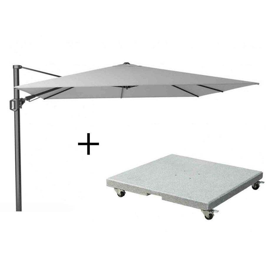Challenger T² zweefparasol | 300x300cm met Salerno parasolvoet 90kg | wit Challenger T² zweefparasol | 300x300cm met Salerno parasolvoet 90kg | wit afbeelding 1