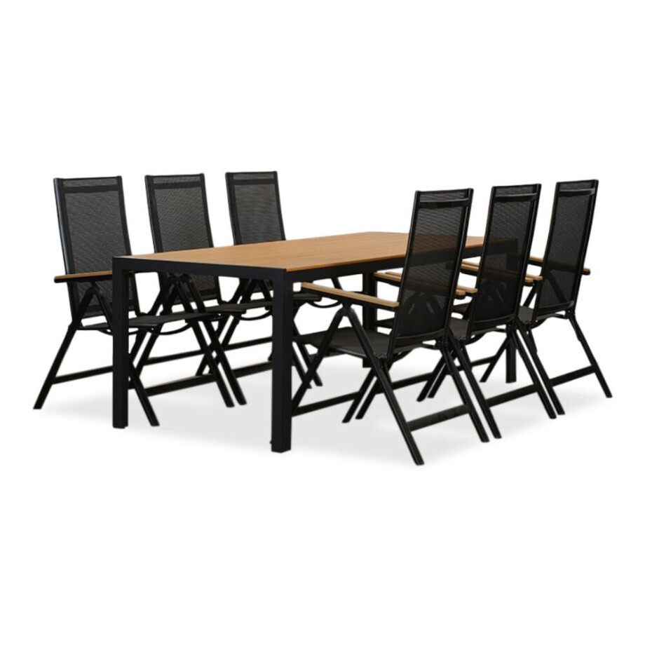 Manchester Natural/Norali antraciet dining tuinset | 6 personen | polywood + textileen | 205cm Manchester Natural/Norali antraciet dining tuinset | 6 personen | polywood + textileen | 205cm afbeelding 1