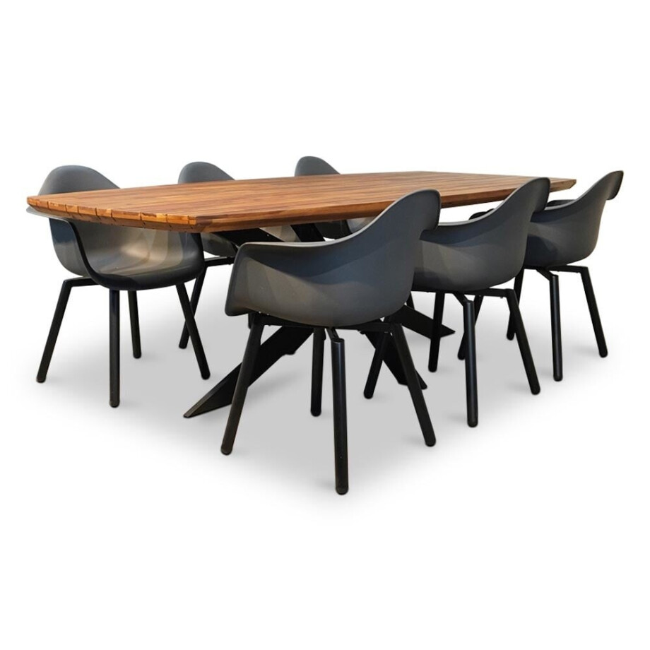 Salo/Montreux dining tuinset | 6 personen | hardhout + kunststof | 240cm Salo/Montreux dining tuinset | 6 personen | hardhout + kunststof | 240cm afbeelding 1